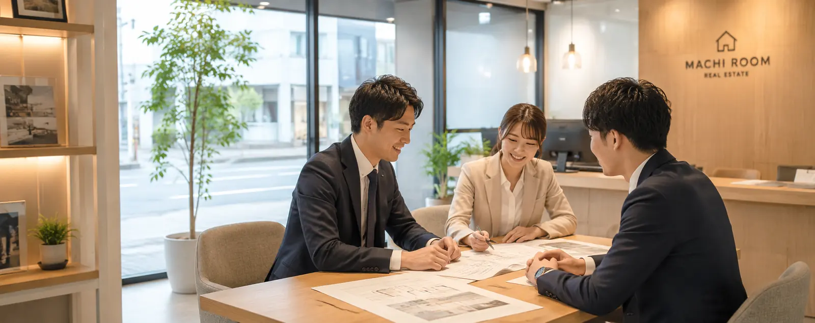 MACHIROOM不動産のスタッフが働く様子